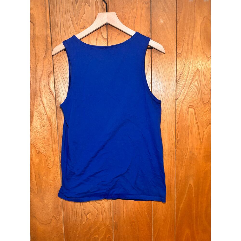 Hooters Blue Tank Top Womens Medium Owl Logo Graphic Sleeveless Restaurant Shirt - Picture 4 of 4